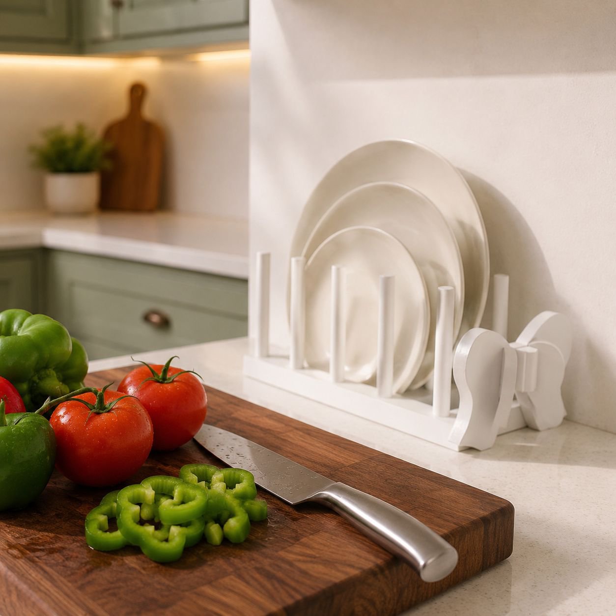 Multifunctional Kitchen Wooden Bowl and Plate Draining Storage Display Rack