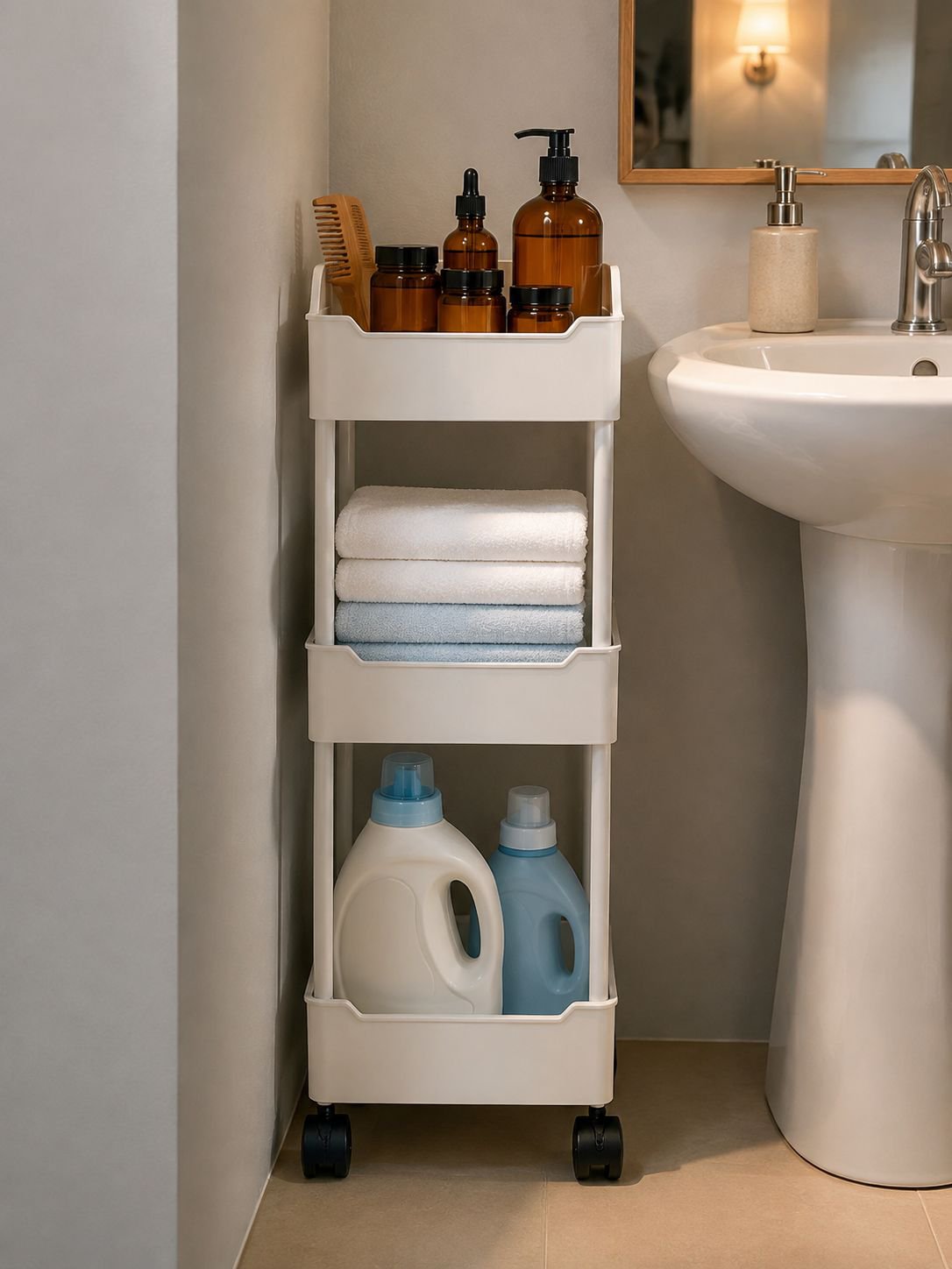 Carrito portátil de almacenamiento para baño moderno