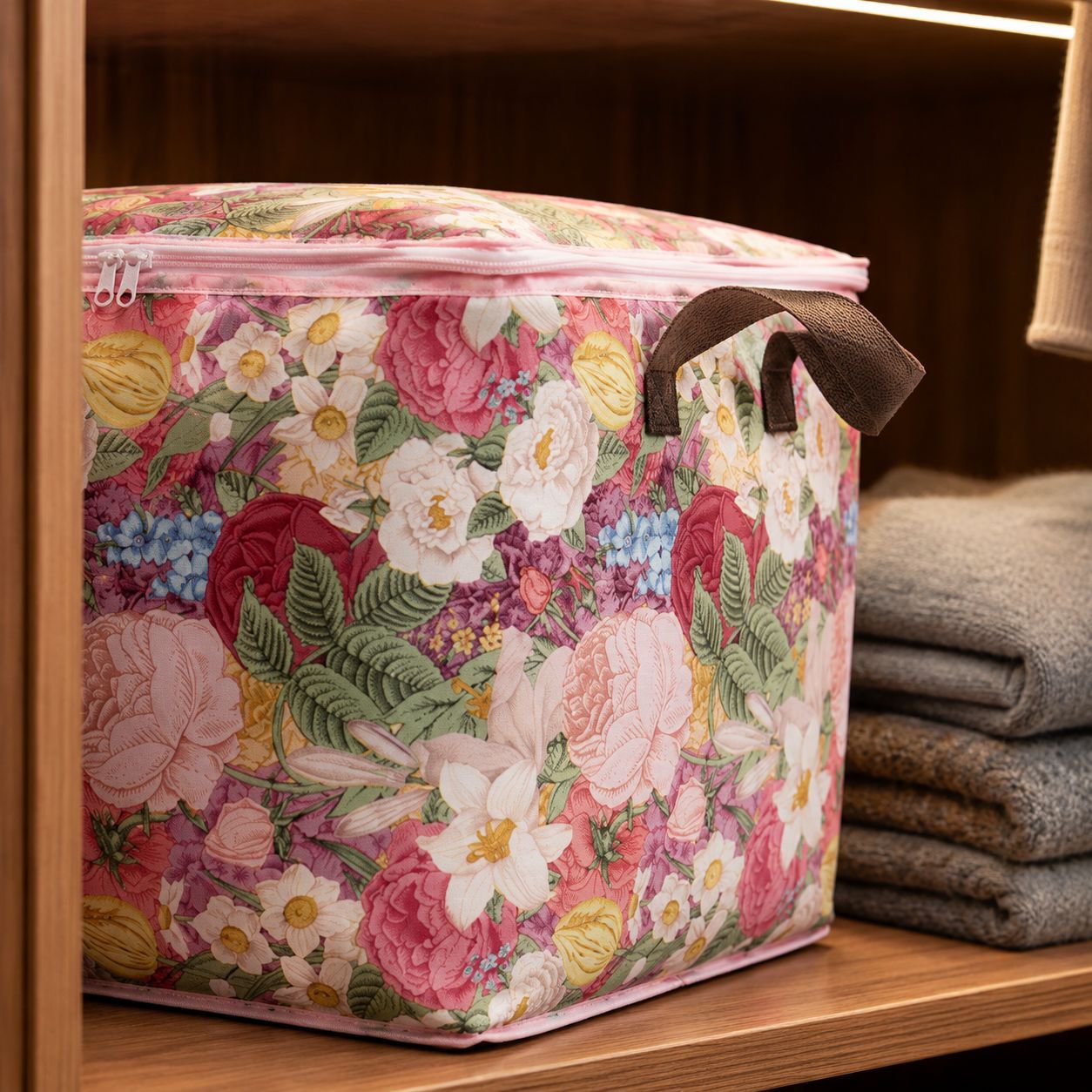 Easy carry extra large flower bag for home organization