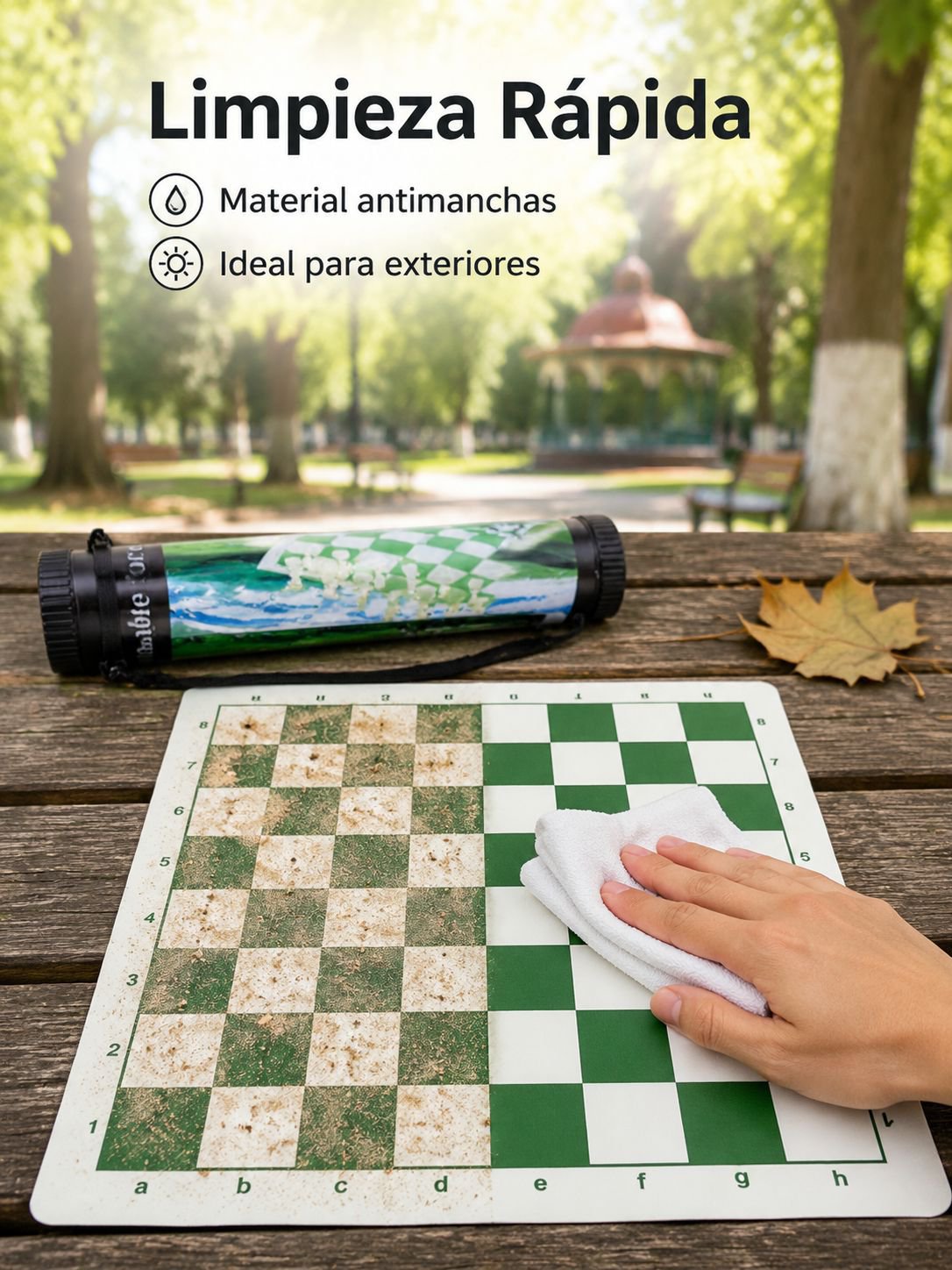Tablero de ajedrez plegable de cuero elegante