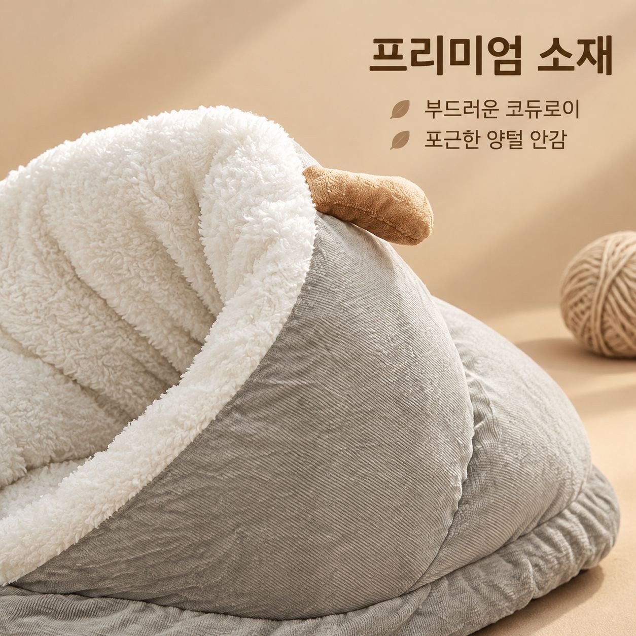 플리스 안감의 도톰한 반밀폐형 반려동물 침대