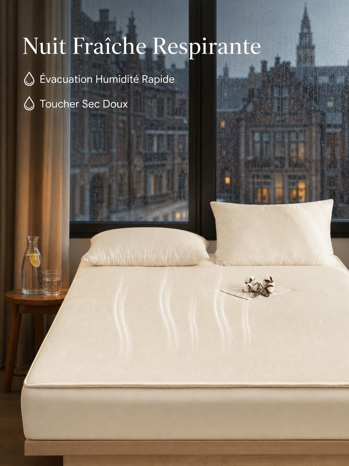 Surmatelas futon plié et enroulé pour un rangement facile dans une chambre d'étudiant