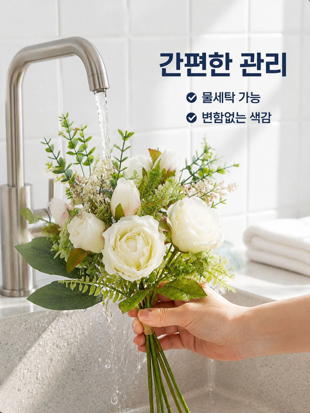 인조 장미꽃 다발 장식