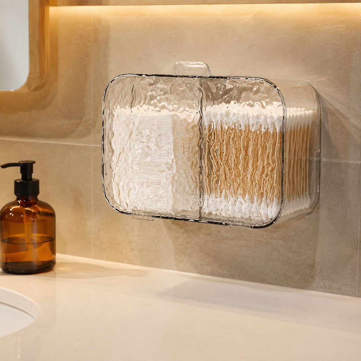 Minimalist Bathroom Multifunctional Cosmetic Box with Glacier Pattern Storage Rack