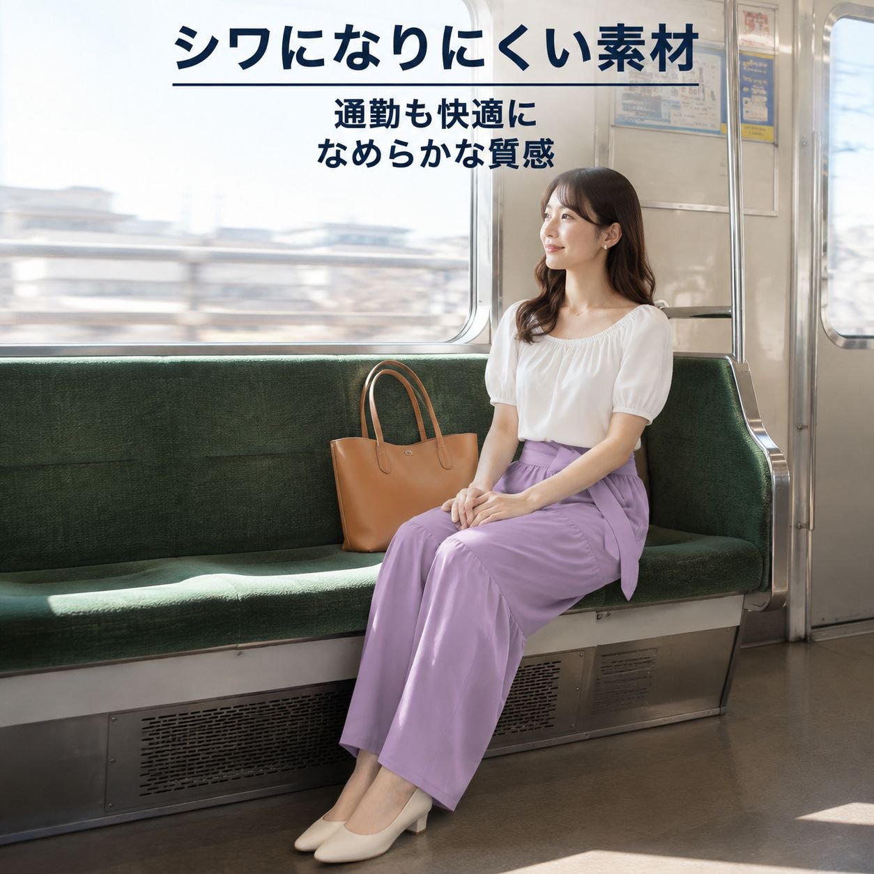 通勤シンプルフレアワイドパンツセットレディース