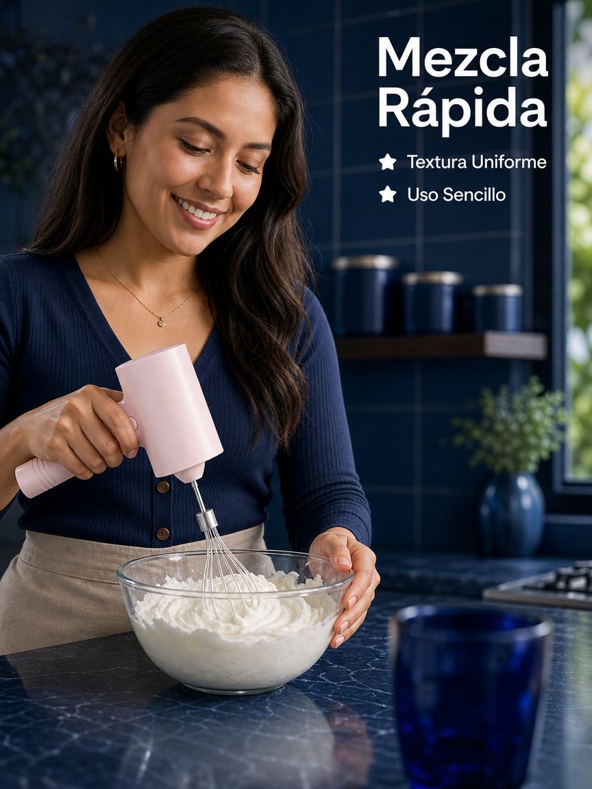 Mini batidora de huevos portátil recargable para nata y pasteles