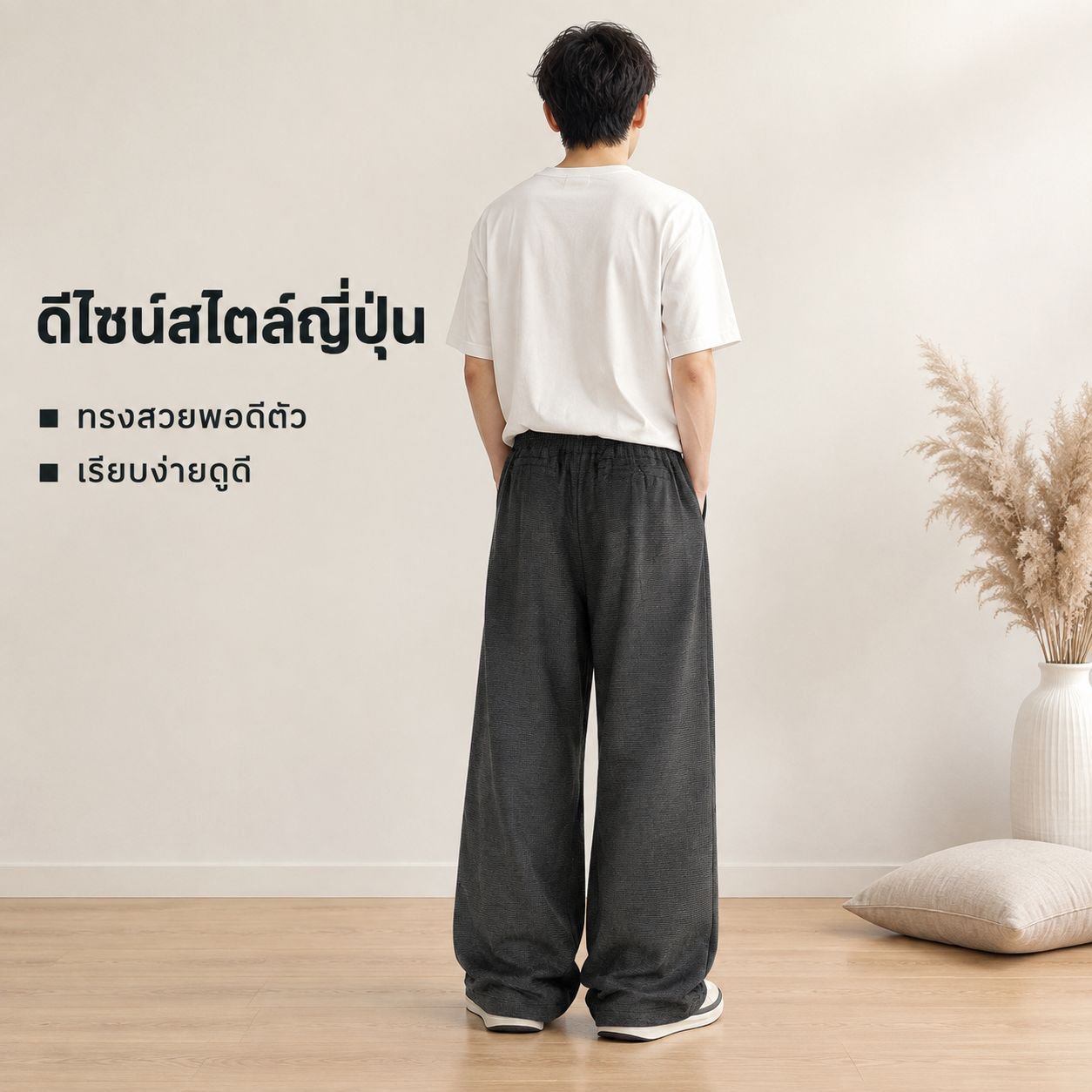 กางเกงขายาวผู้ชายผ้าบางลายทางสไตล์ญี่ปุ่น สำหรับฤดูใบไม้ร่วง