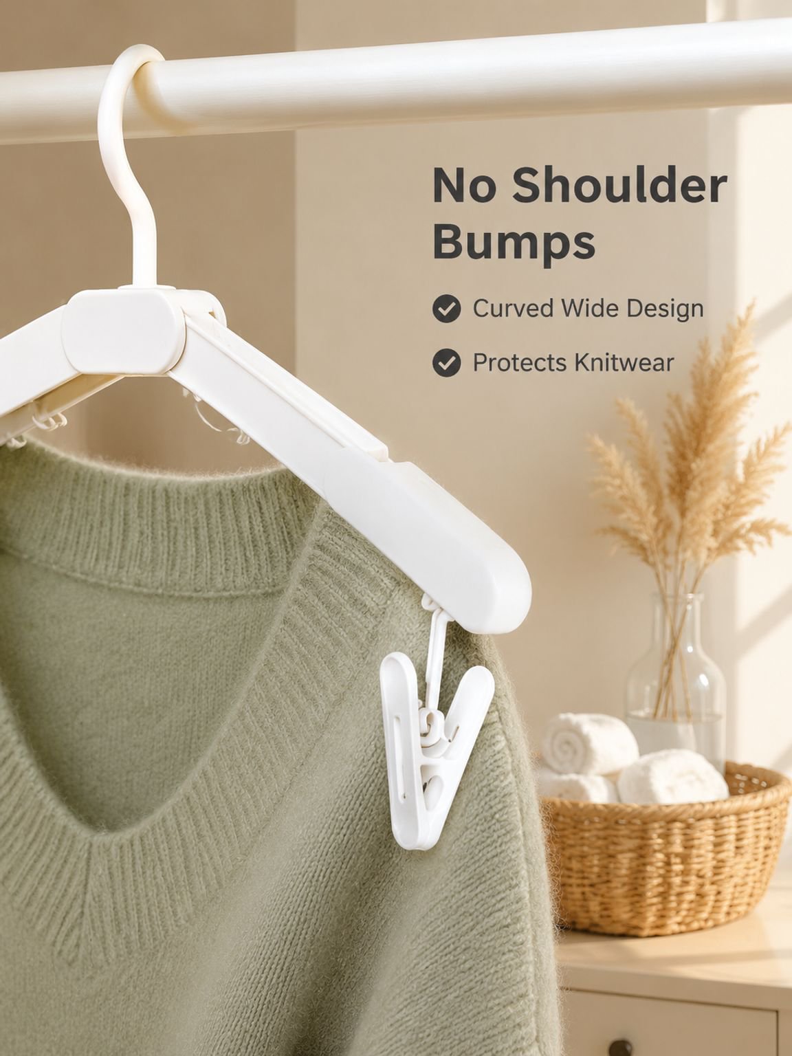 Seamless folding clothes hanger