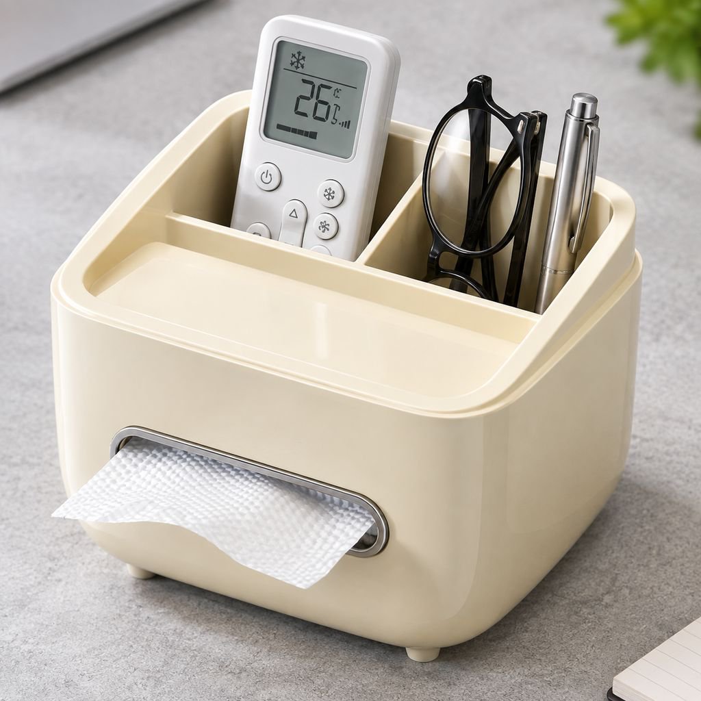 家庭用多機能リモコン付きティッシュケース