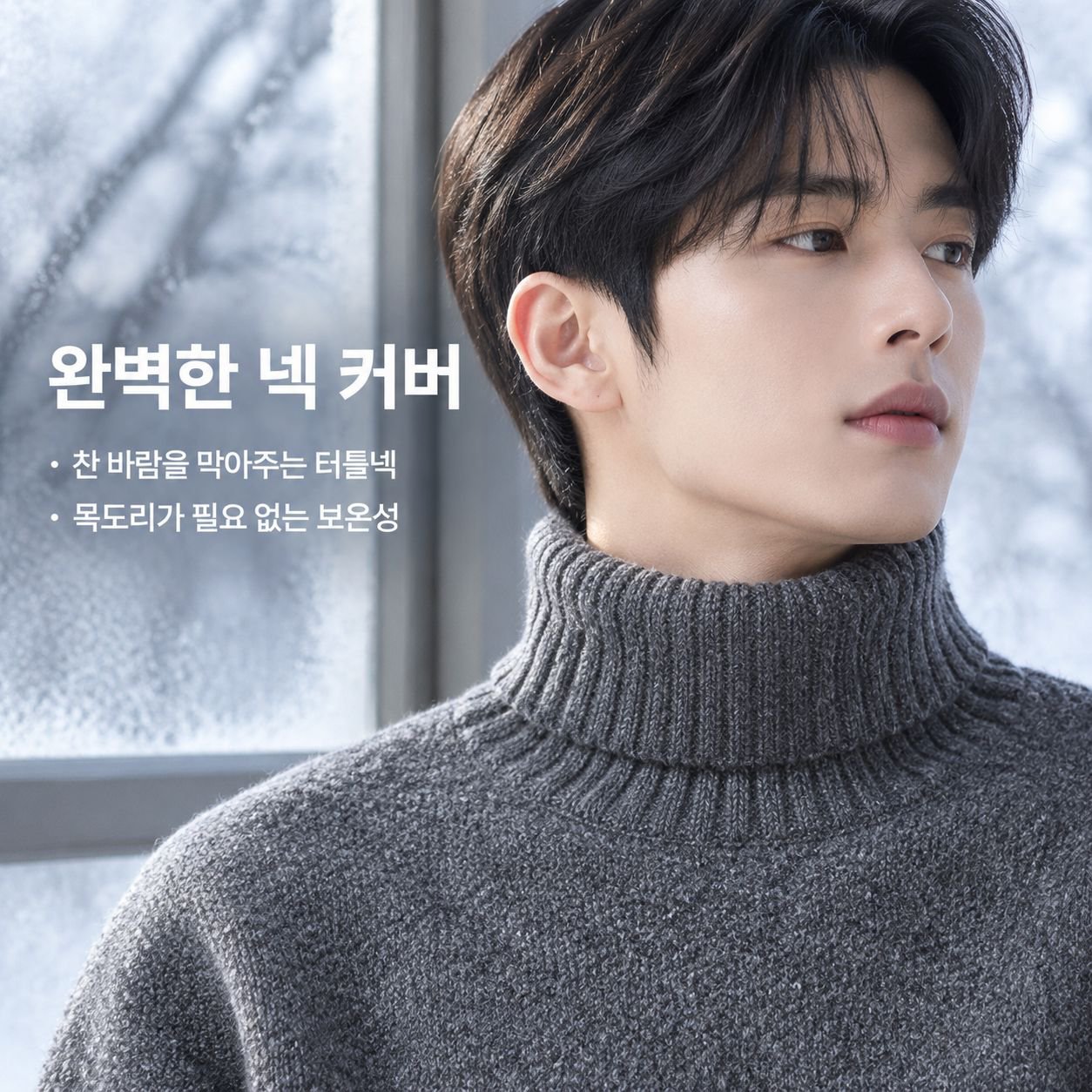겨울 남성 터틀넥 목폴라 니트 빅사이즈 데일리 이너웨어