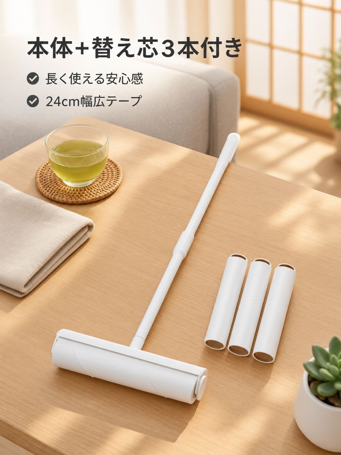 破れやすい長柄の粘着ローラー