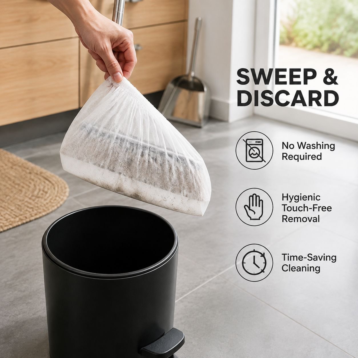 Disposable broom dust cover