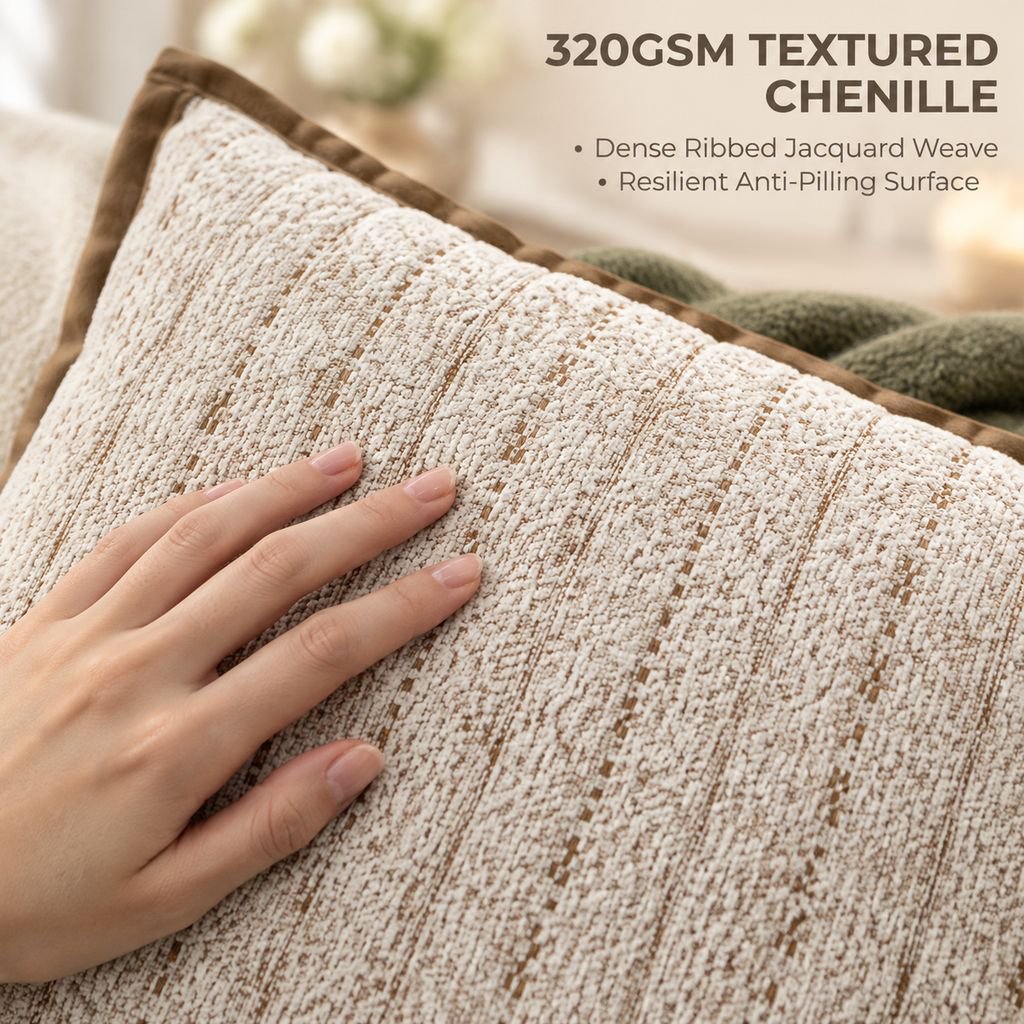 Luxury Chenille Floral Throw Pillow Case Chinese Style Sofa Bed Cushion