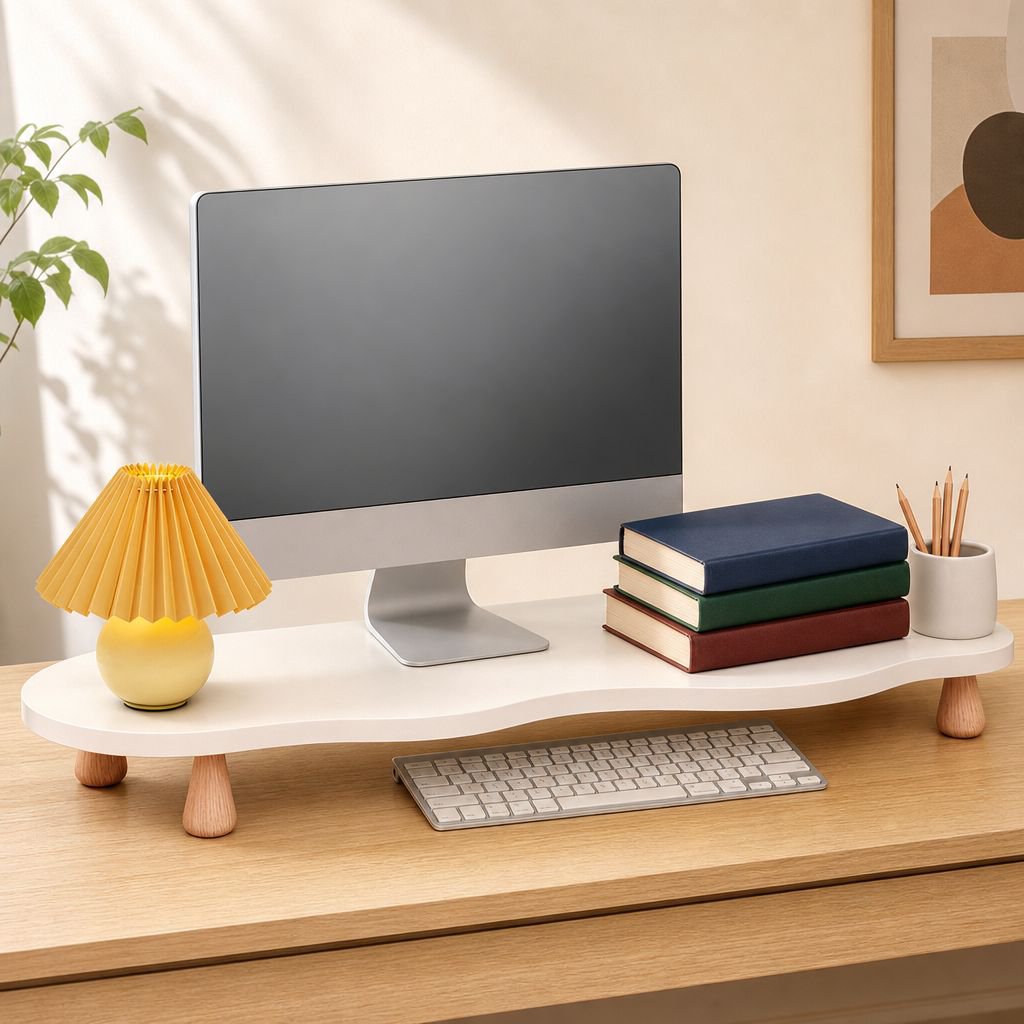 Multi-functional monitor riser for workspace organization