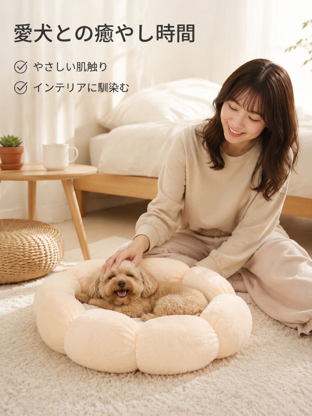 取り外し可能な花形のペット用ベッド