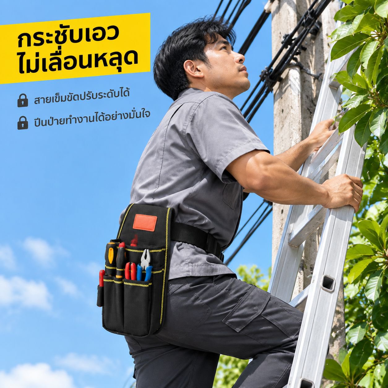 กระเป๋าใส่เครื่องมือแบบหลายช่อง ทนทานต่อการสึกหรอ สำหรับช่างไฟฟ้า