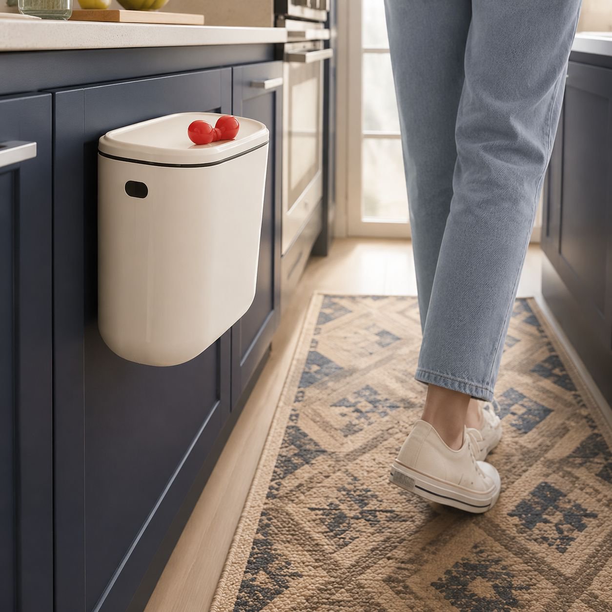 Easy-to-install hanging waste paper basket for kitchen