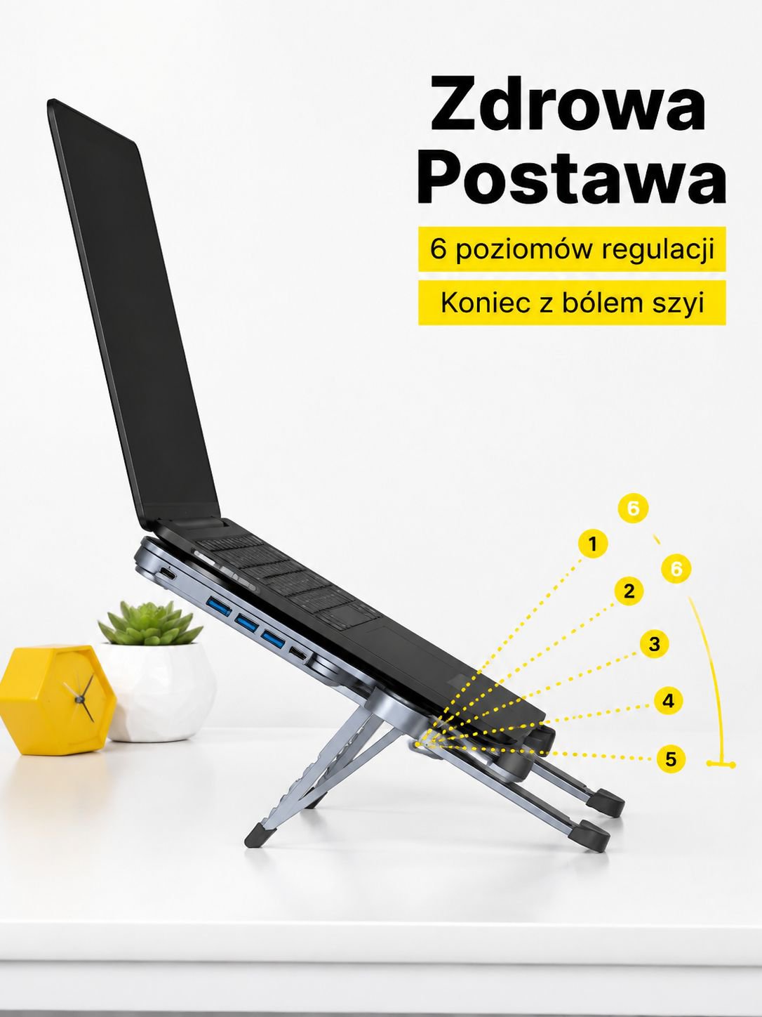 Wielofunkcyjna podstawka na laptopa z 4-w-1 portami