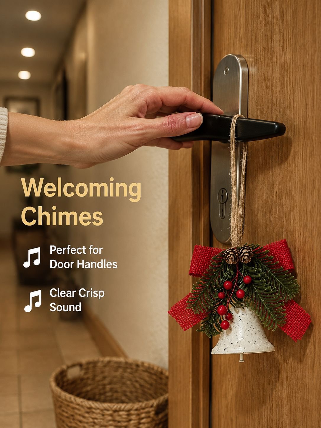 Holiday metal bell and bow ornament