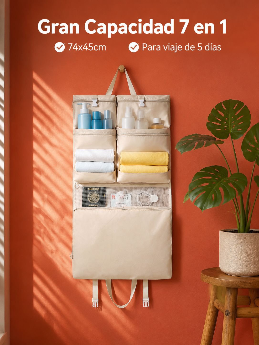 Bolsa organizadora colgante 7 en 1, ligera y plegable de alta eficiencia