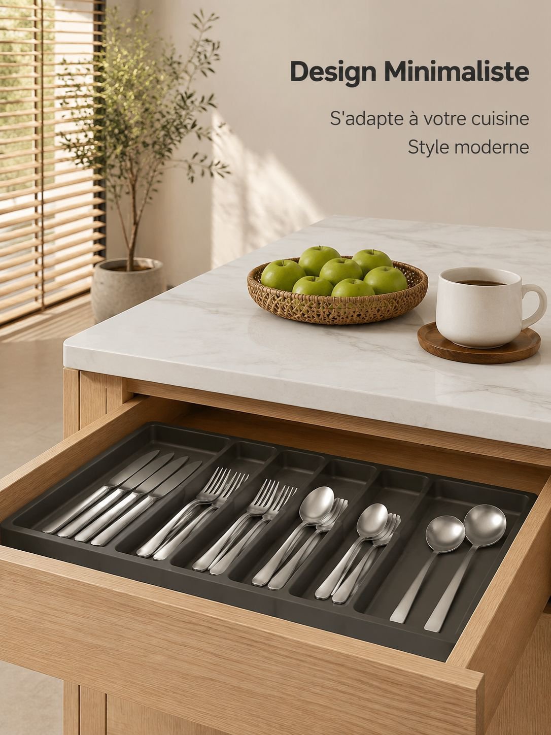 Boîte de rangement en silicone pour cuisine, séparateur de tiroir pour couverts