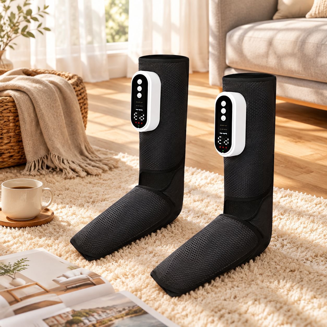Masseur de jambes à compresse chaude, rechargeable, multi-vitesses, réglable, simulation de pression