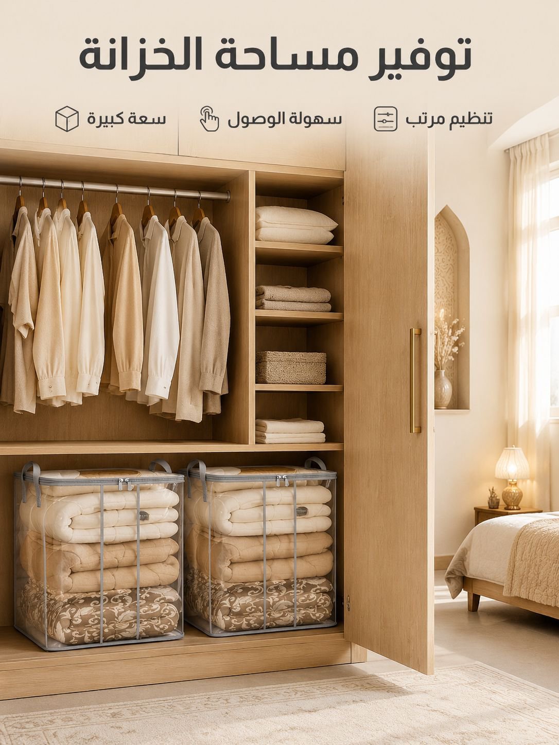حقيبة تخزين شفافة لتنظيم مثالي، بسعة 150 لترًا