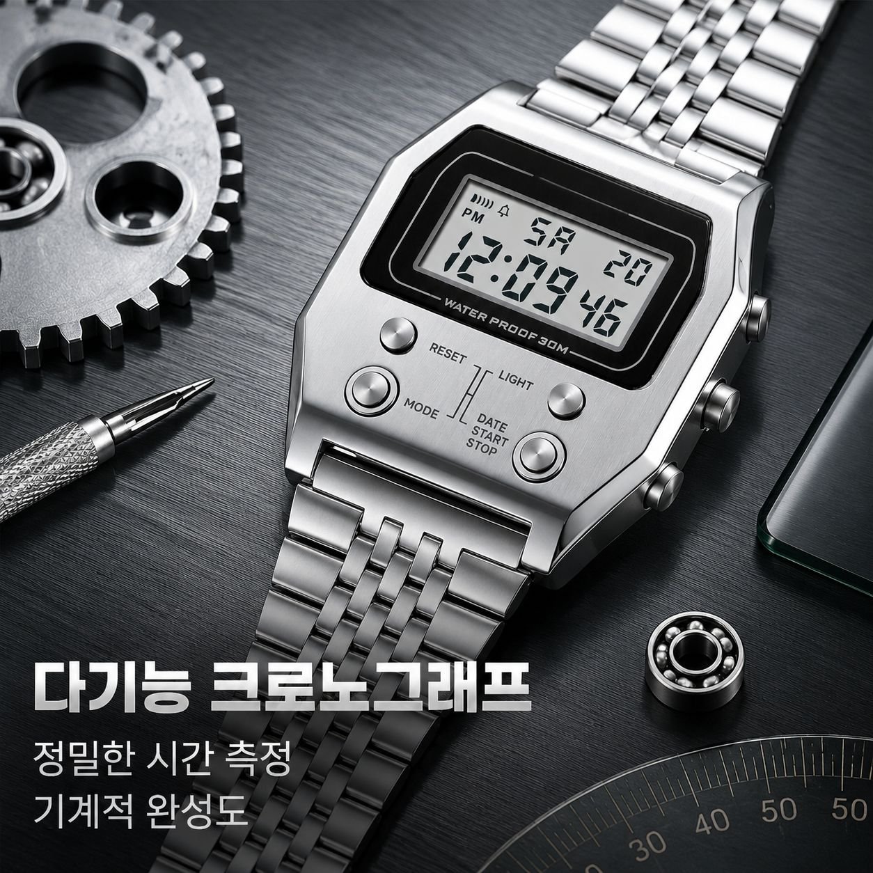 남성용 야광 다기능 크로노그래프 방수 전자 시계