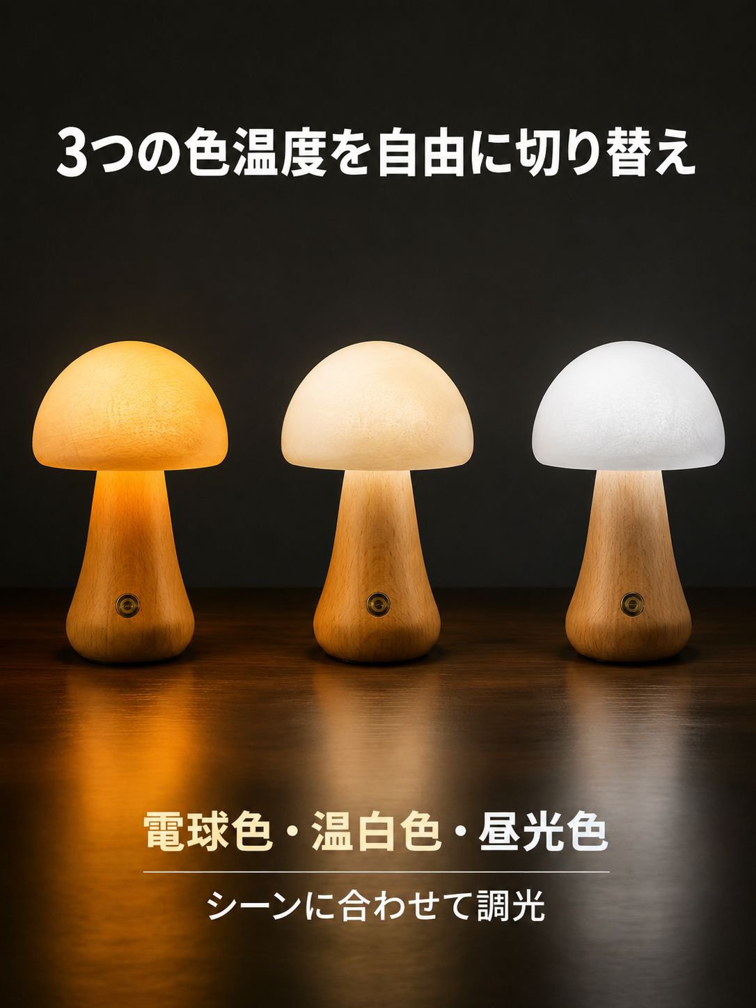 LEDキノコ型タッチ式ナイトライト