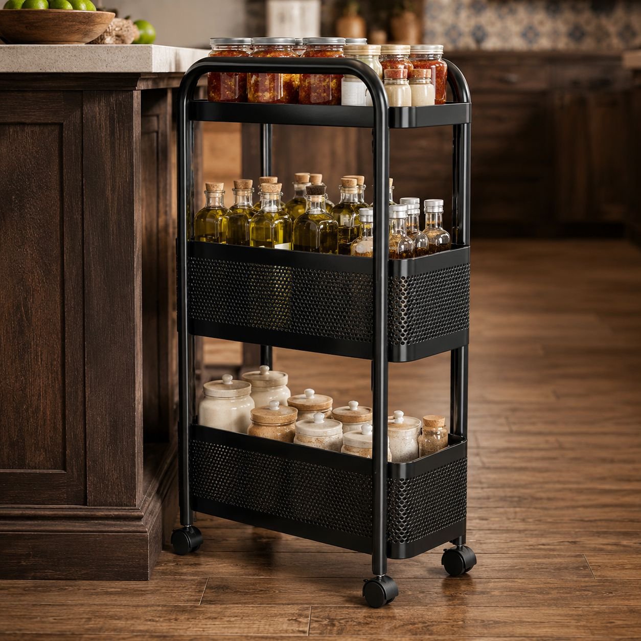 Vista superior del organizador multifuncional para cocina