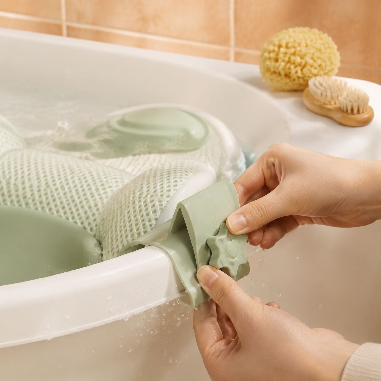 Alfombrilla antideslizante para bañera de bebé con soporte, uso doméstico, para sentarse y tumbarse