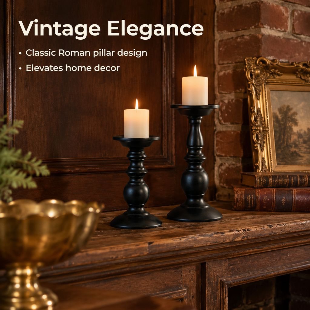 Vintage Roman Pillar Candle Holder Luxury Aromatherapy Candlestick Base Decor