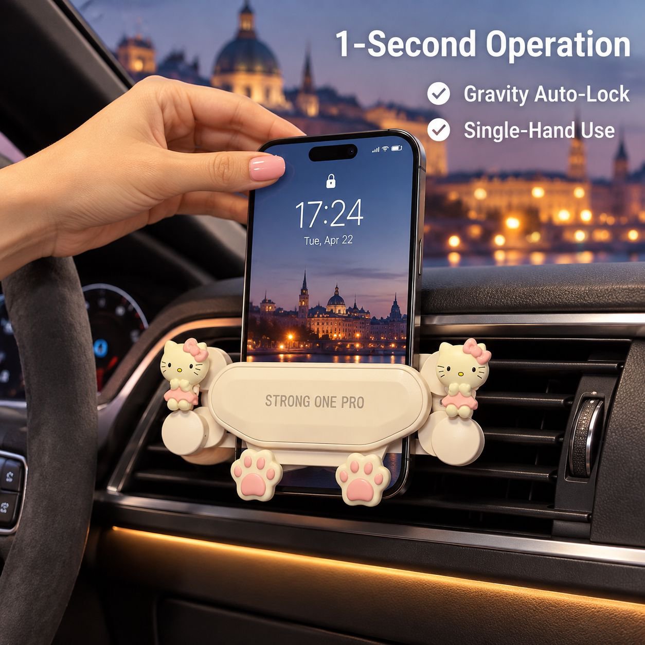 Car Mobile Phone Holder in the Car, Cute Cartoon Car Air Outlet, Mobile Phone Navigation Fixed Suppo