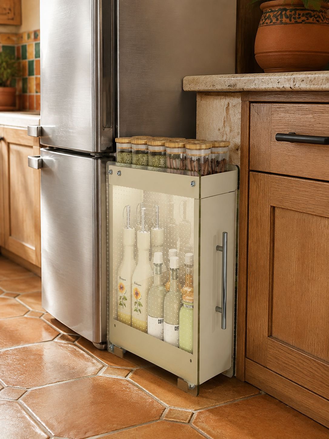 Estante de almacenamiento de especias extraíble para cocina, estante de almacenamiento de pared para