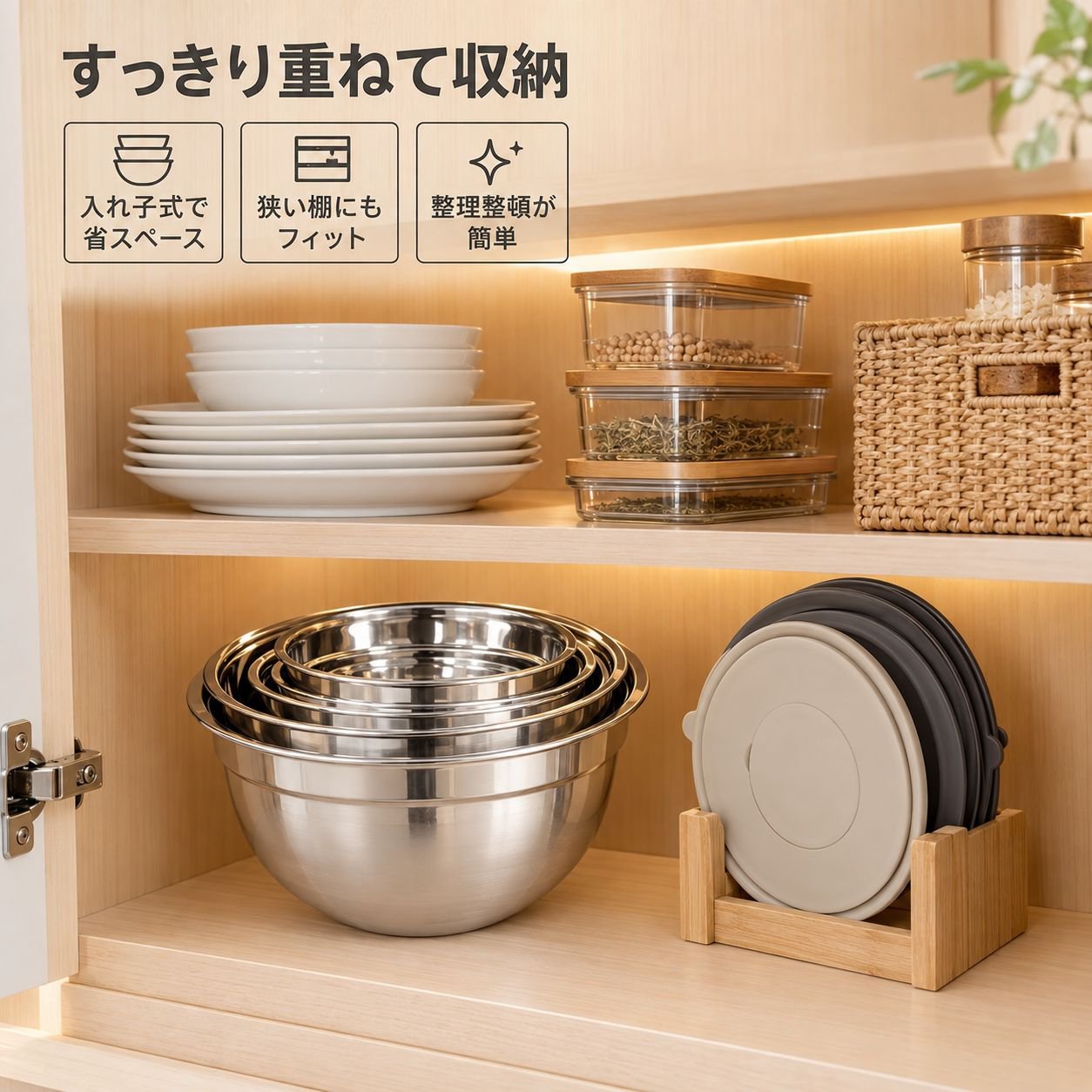 厚手ステンレス蓋付きボウル