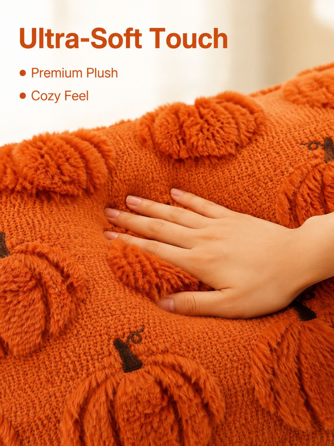 Halloween Pumpkin Ghost Plush Pillow Cover Fun Decor