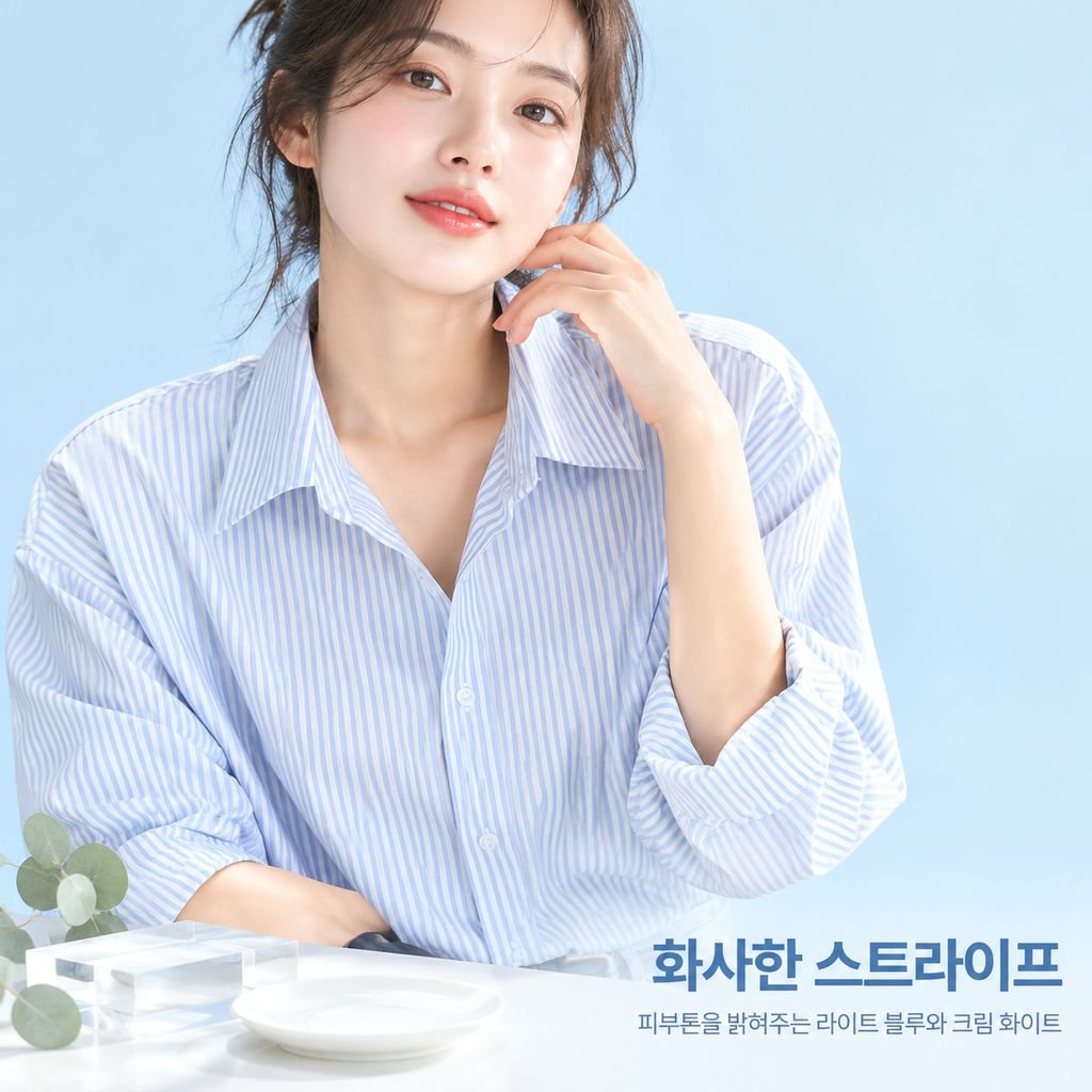 스타일리시한 루즈핏 스트라이프 상의 여성 롱 스타일 한국 디자인 셔츠