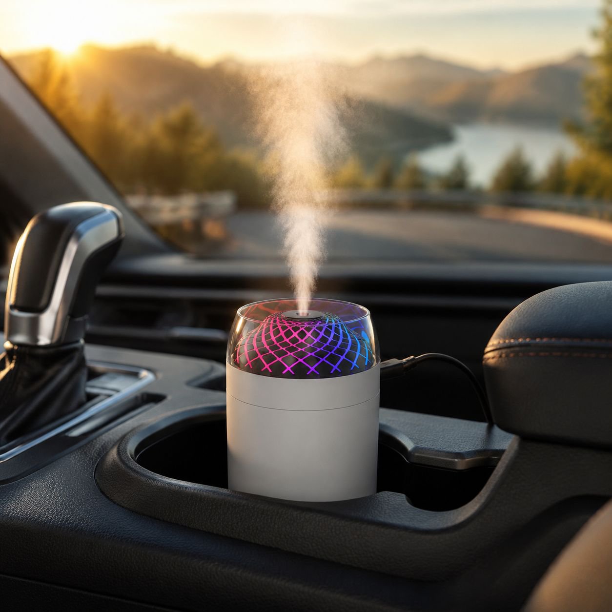 compact air purifier and humidifier for workspace