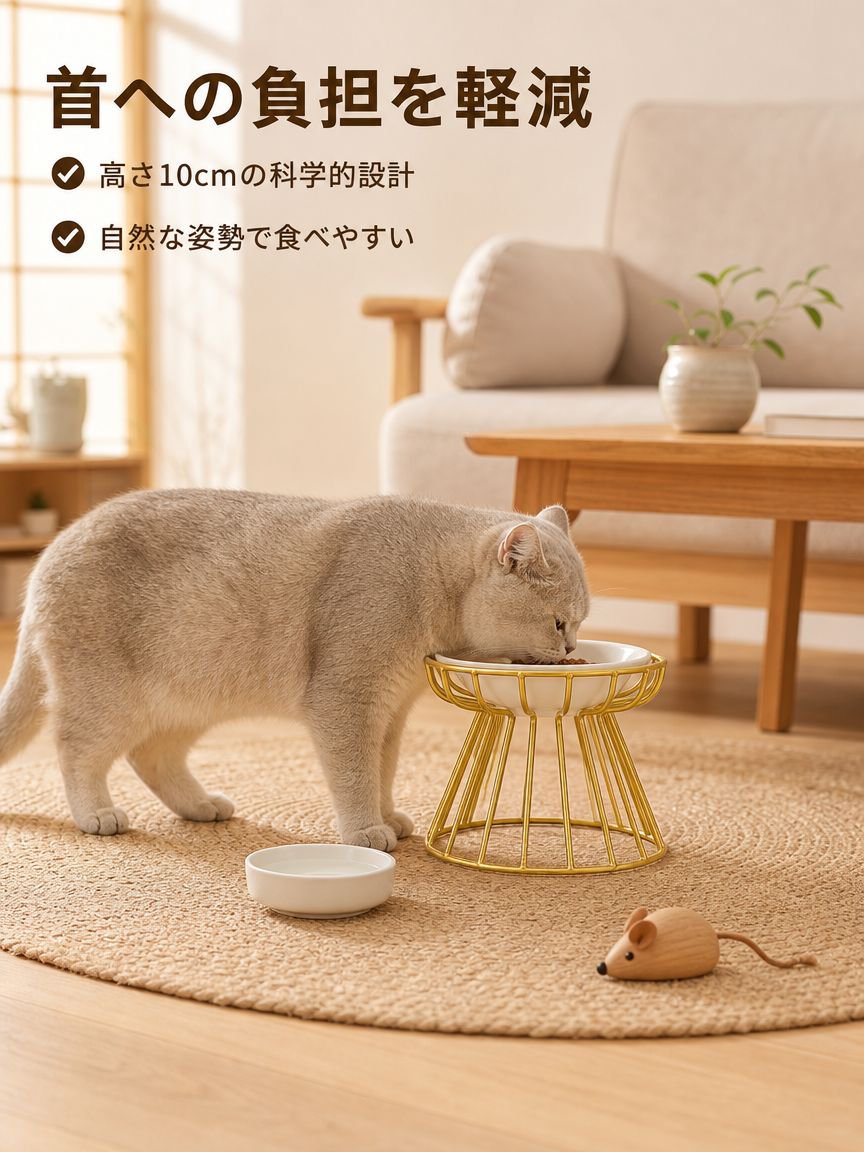 脚付きペットボウル・転倒防止猫用ボウルセット
