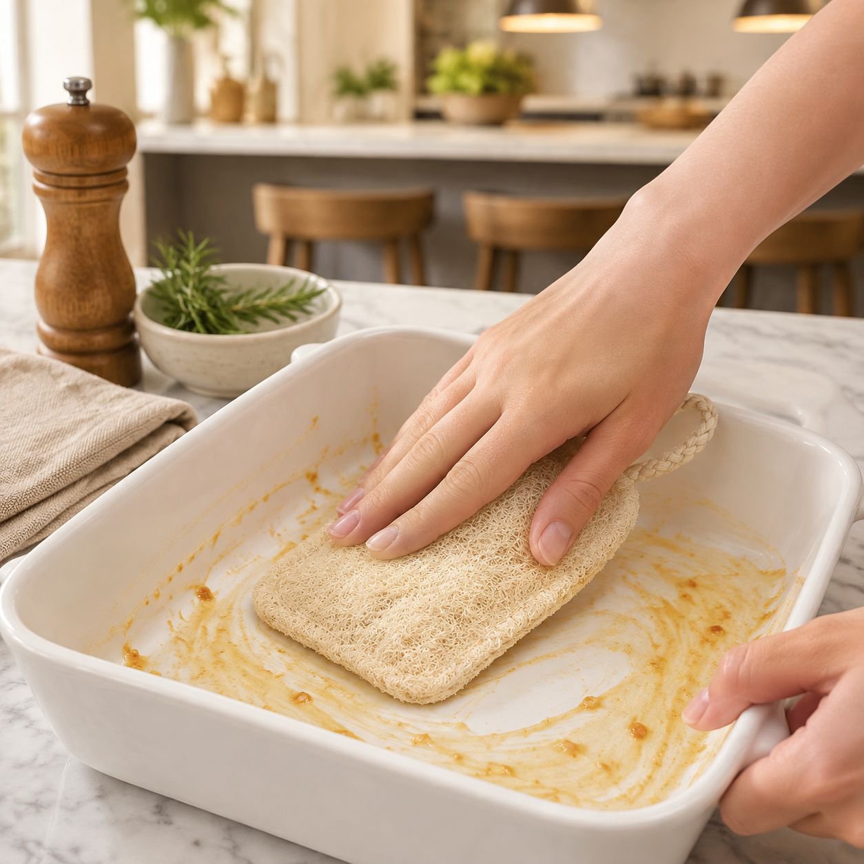 Close-up of eco-friendly wood pulp cotton sponge texture