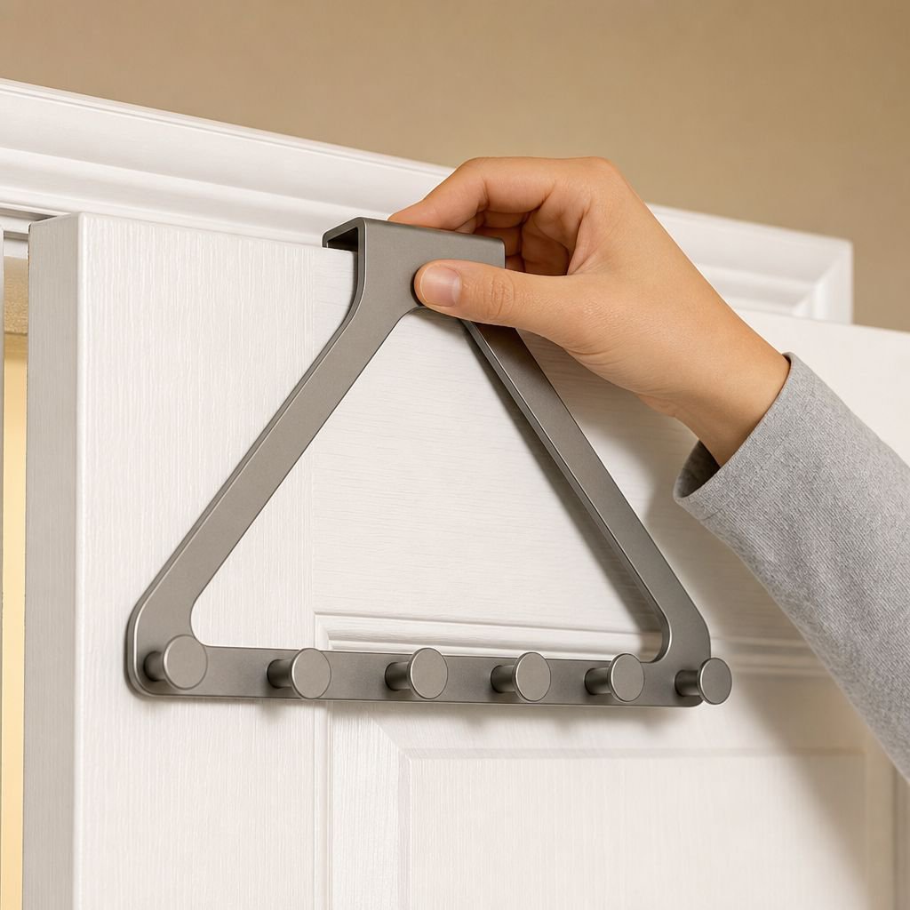 No-Nail Over-the-Door Hooks Wall Storage Shelf