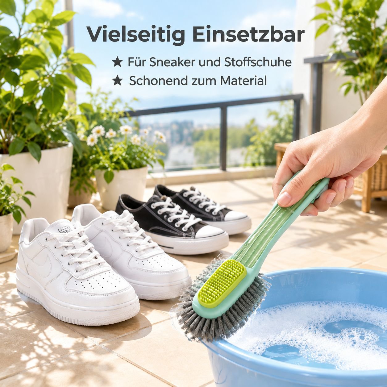 Schuhbürste zur Reinigung von Obermaterial und Seitenflächen