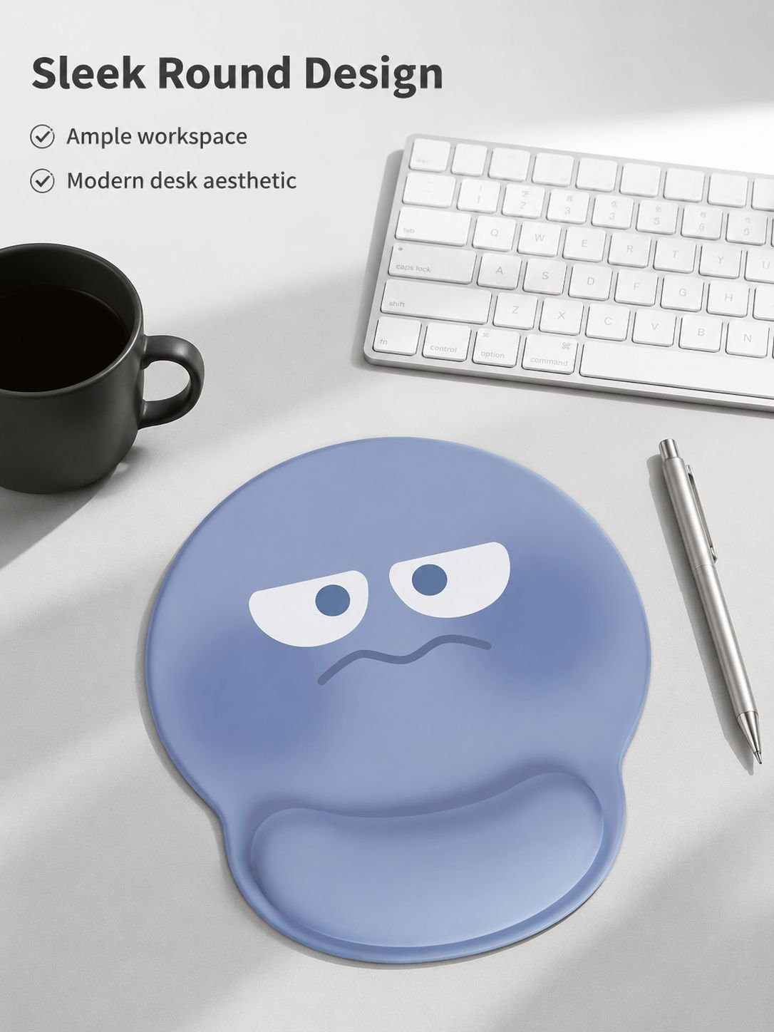 Creative Round Mouse Pad, Comfortable Rubber Wrist Rest, Dirt-proof Office Mouse Pad