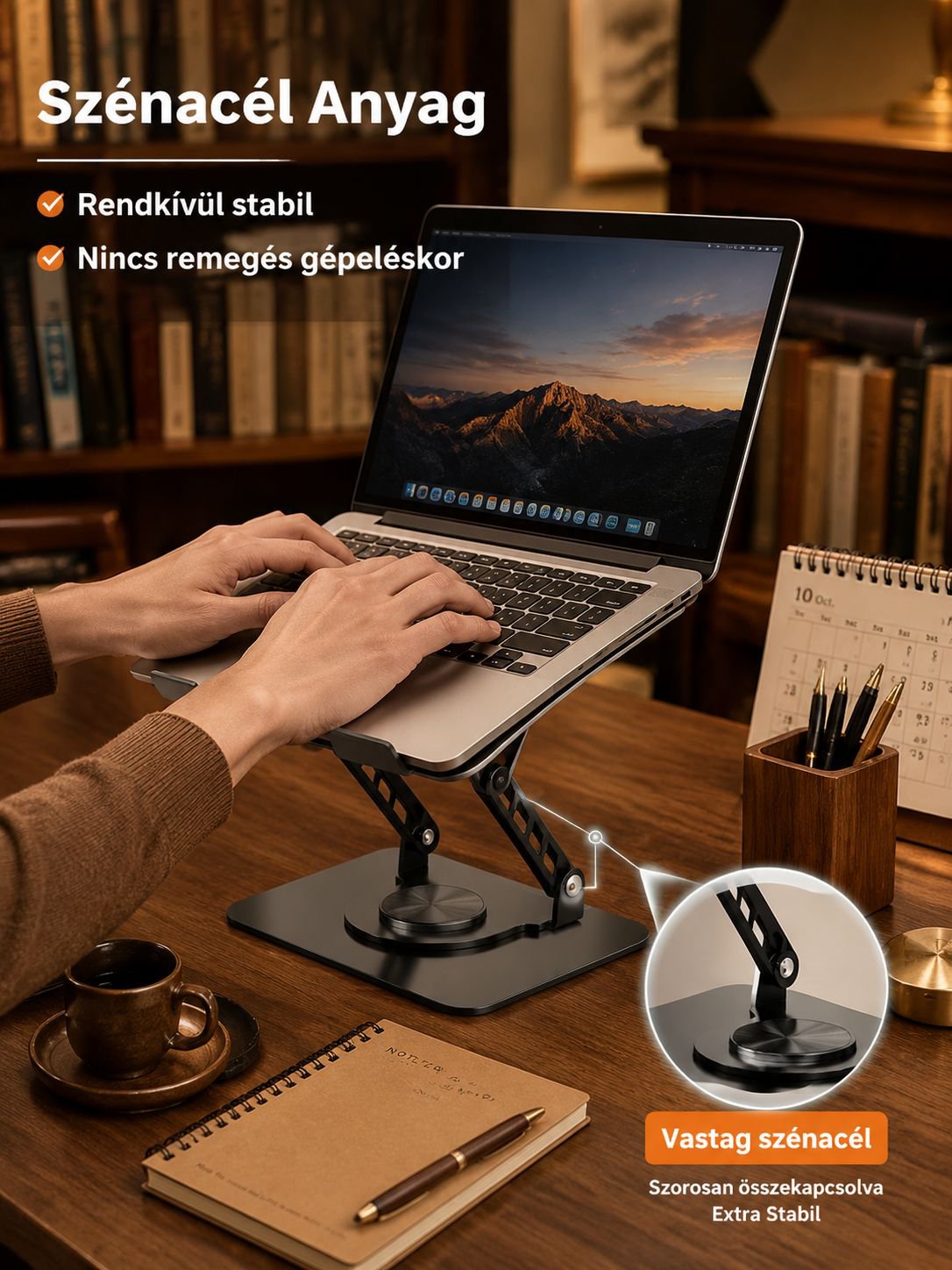 360 fokban forgatható, összecsukható, hordozható laptop állvány, hűtő tartó