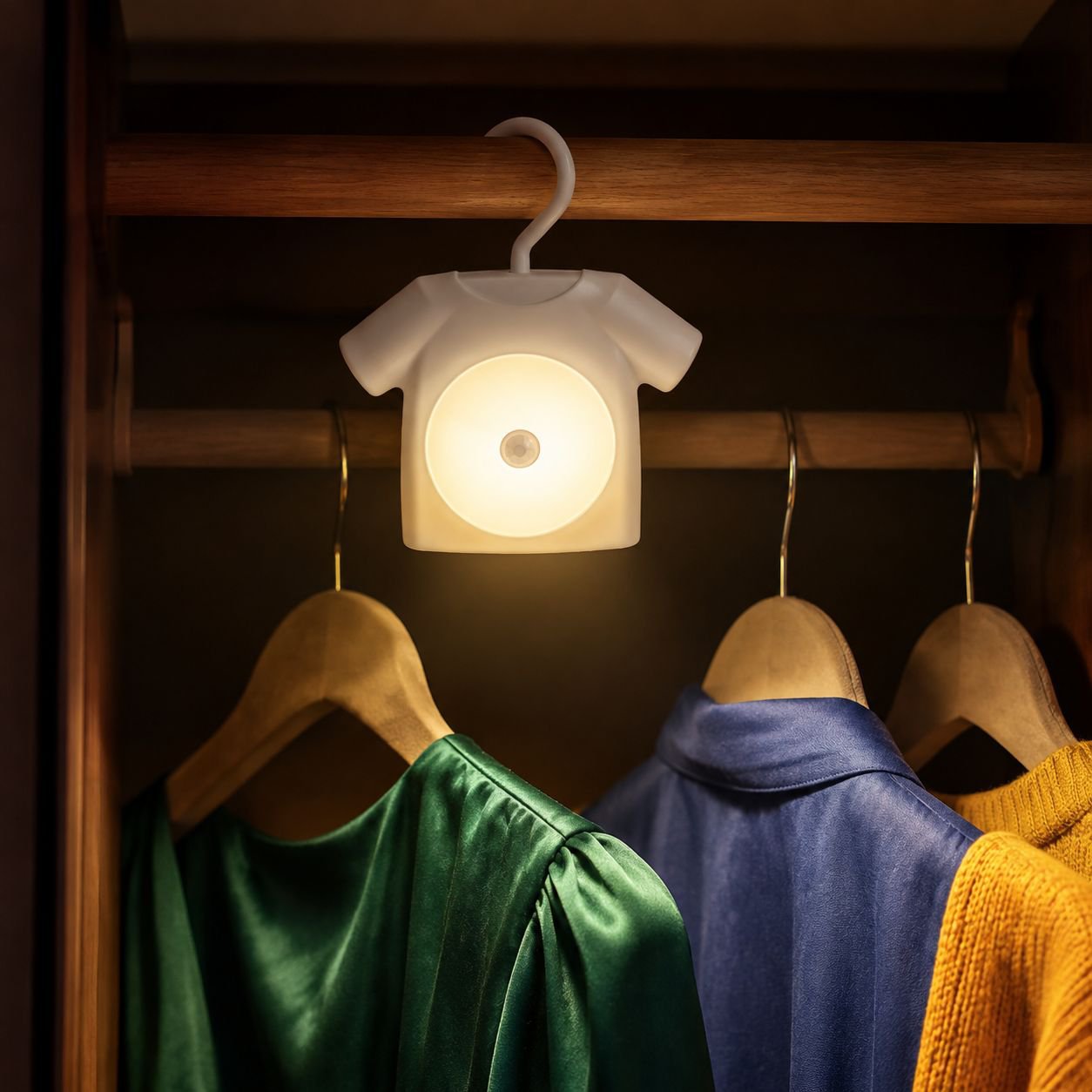 Hands-free LED night light for closet lighting