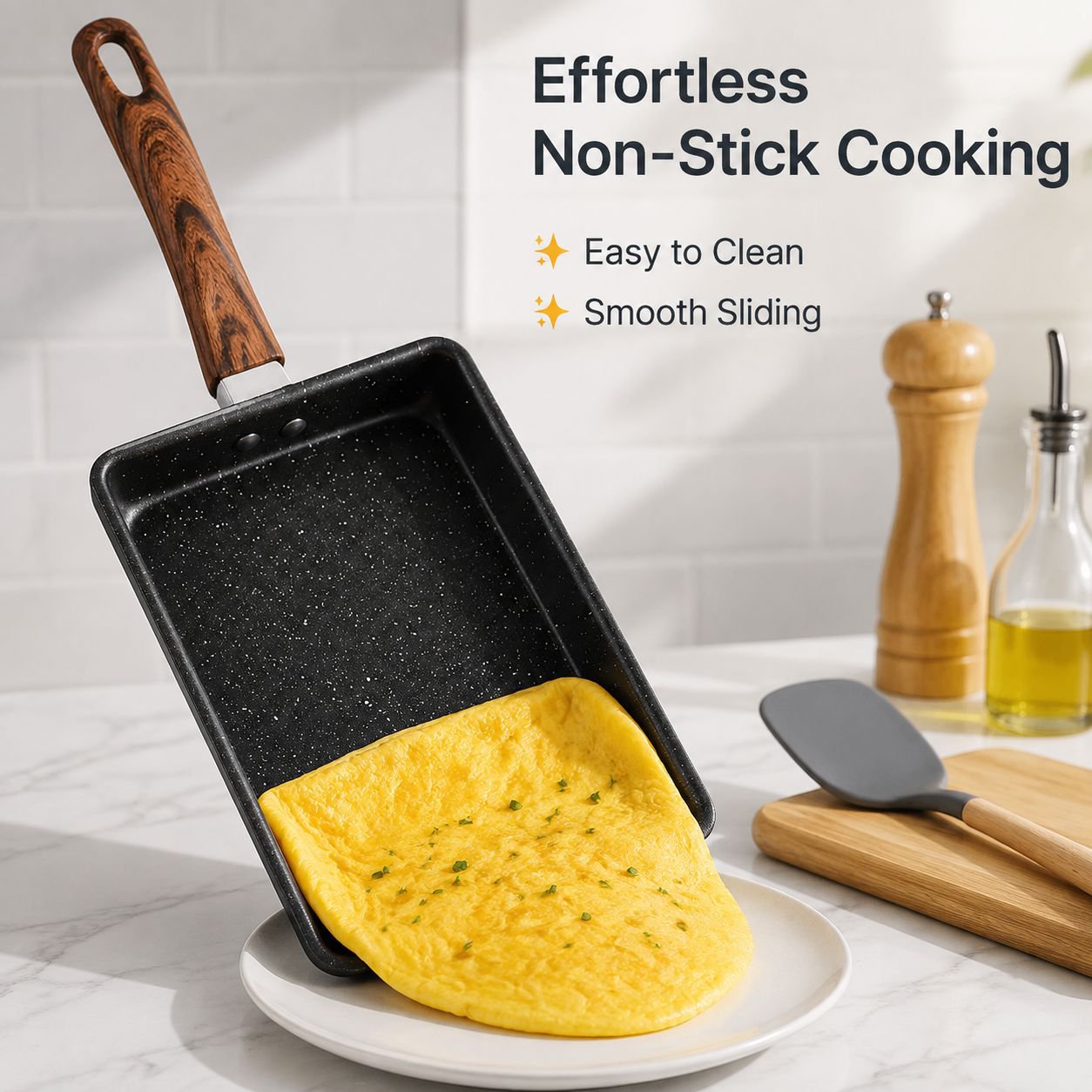 Anti-stick Rectangular Maifan Stone Omelette Pan