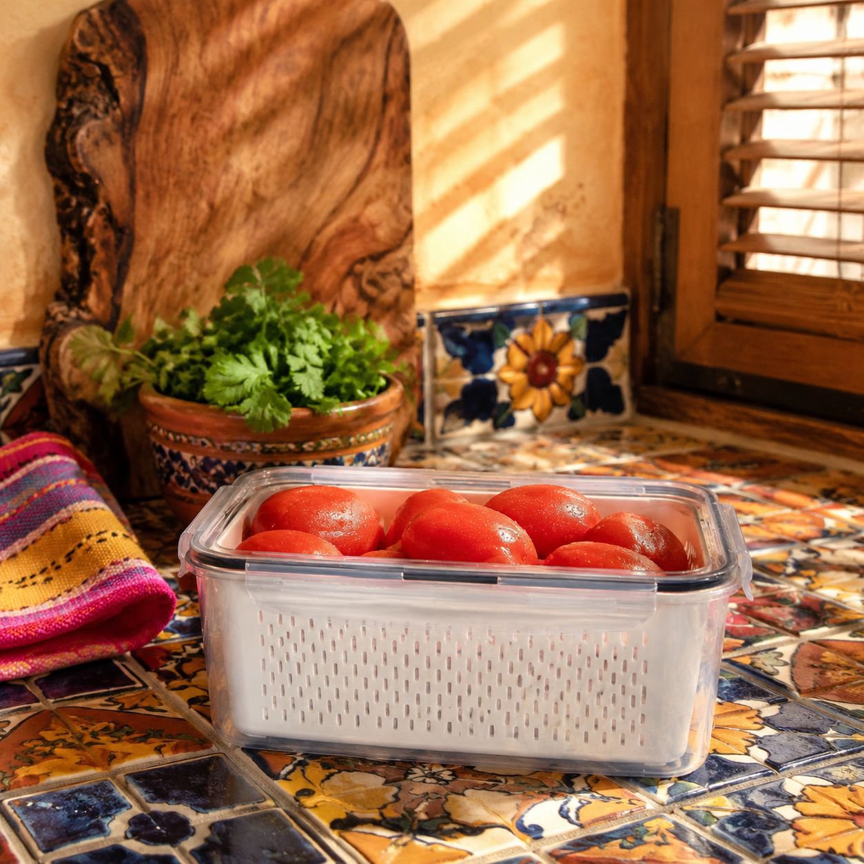 Caja conservadora con escurridor