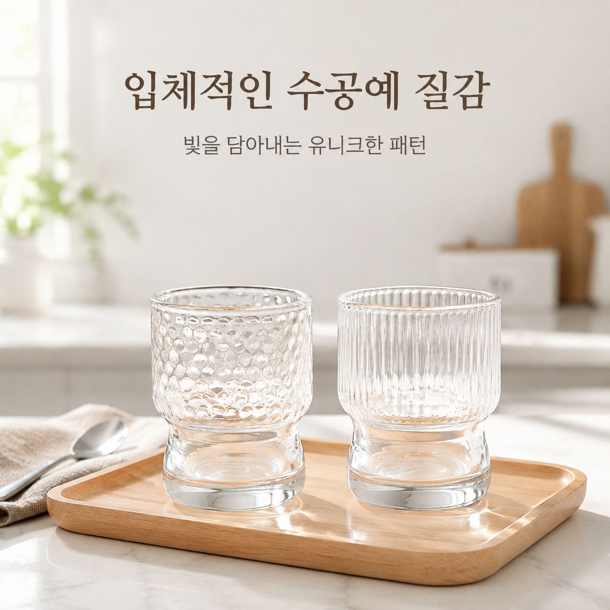 해머 패턴 유리컵, 고급스러운 인스타 감성 커피컵