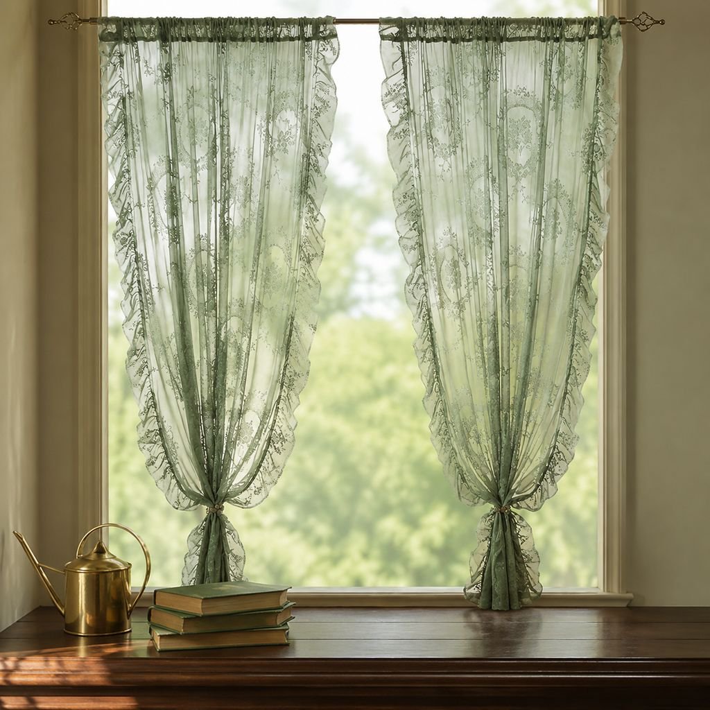 French country style lace curtains, sheer curtains, semi-blackout curtains for living room, bedroom,