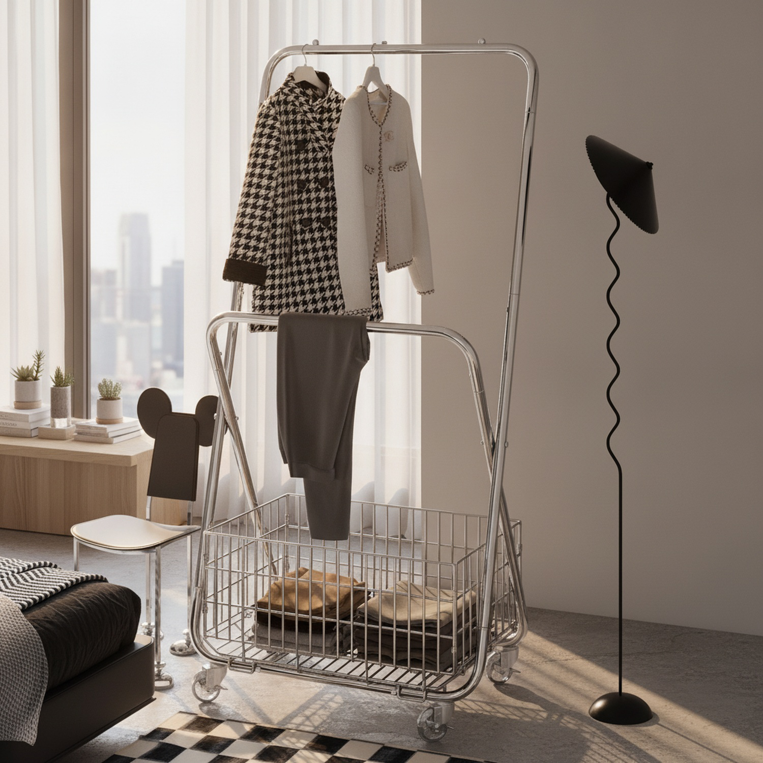 Thickened Metal Garment Rack with Wheels